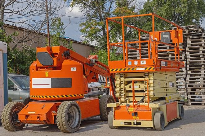 forklift maneuvering through a bustling warehouse in Boulder Creek, CA